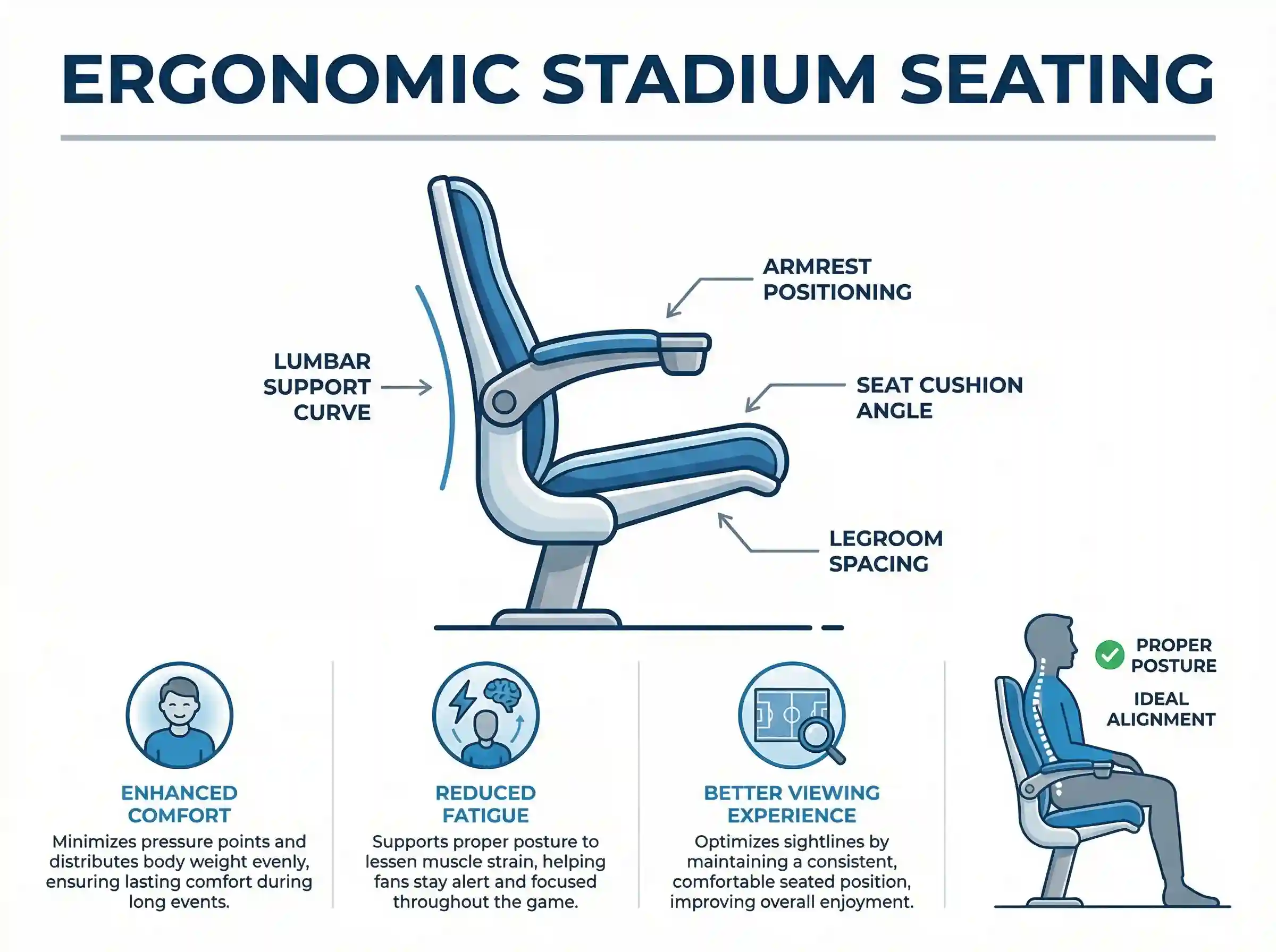 Ergonomic stadium seating