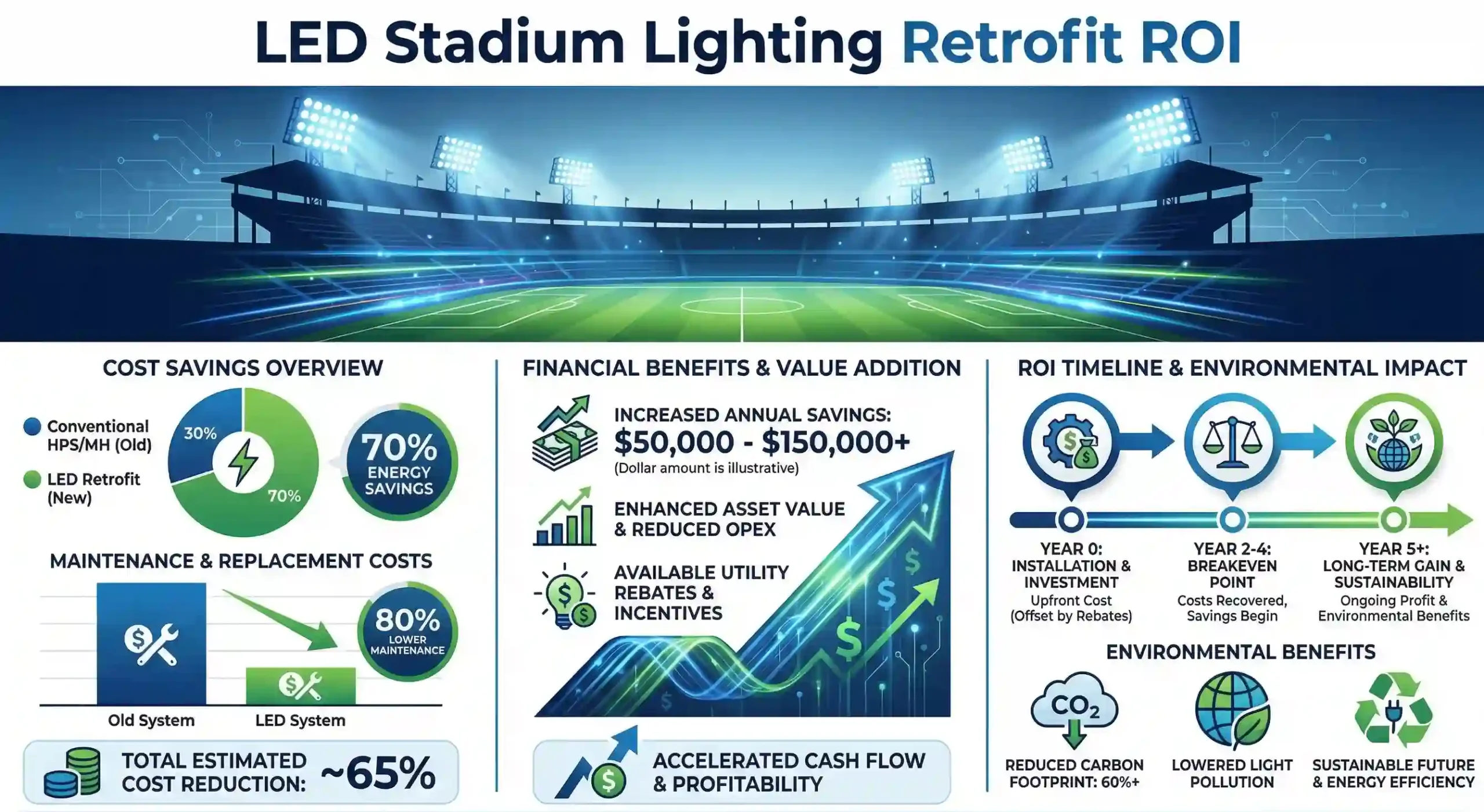 LED stadium lighting retrofit ROI