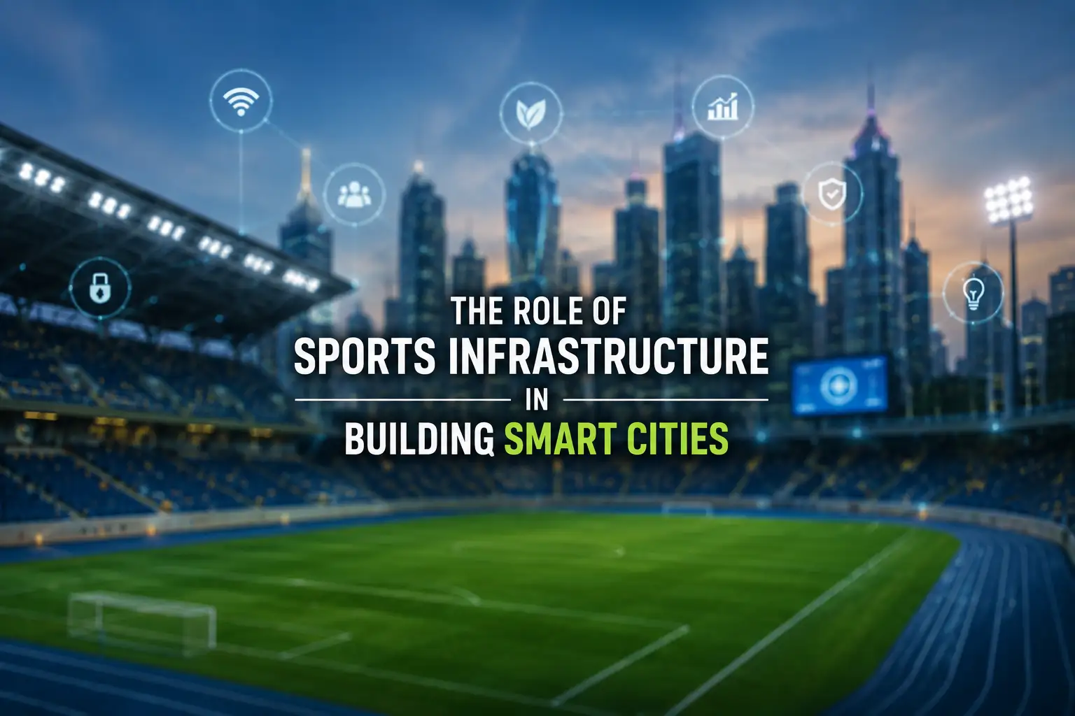 Smart city stadium with modern sports infrastructure background